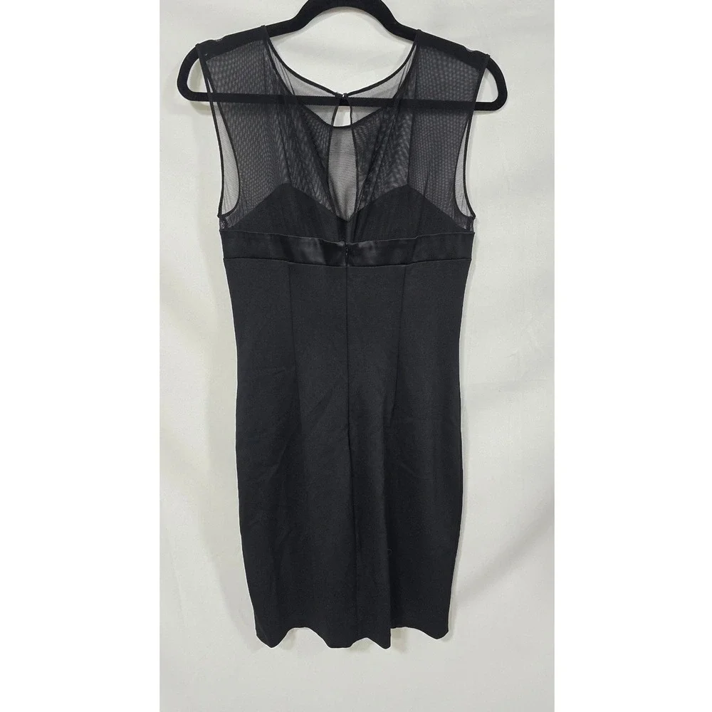 Y2K Cach's women 8 black mini dress bodycone cocktail mesh shoulders‎